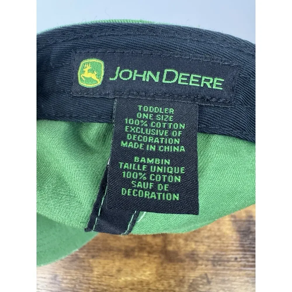 John Deere Toddler Hat Green Embroidered Logo Cotton One Size Baseball Cap